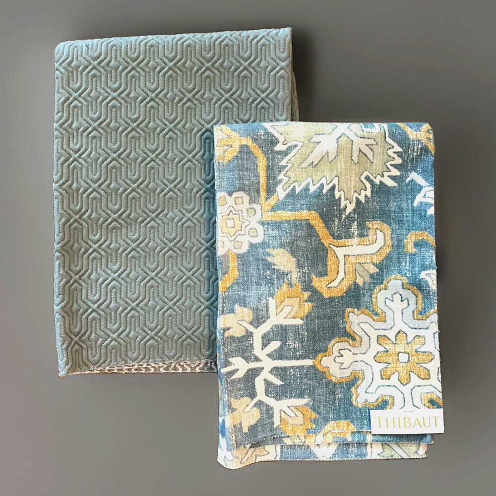 Thibaut Mahal Aqua Plus Coordinate Geometric Jacquard Fabric Samples 25"x25"